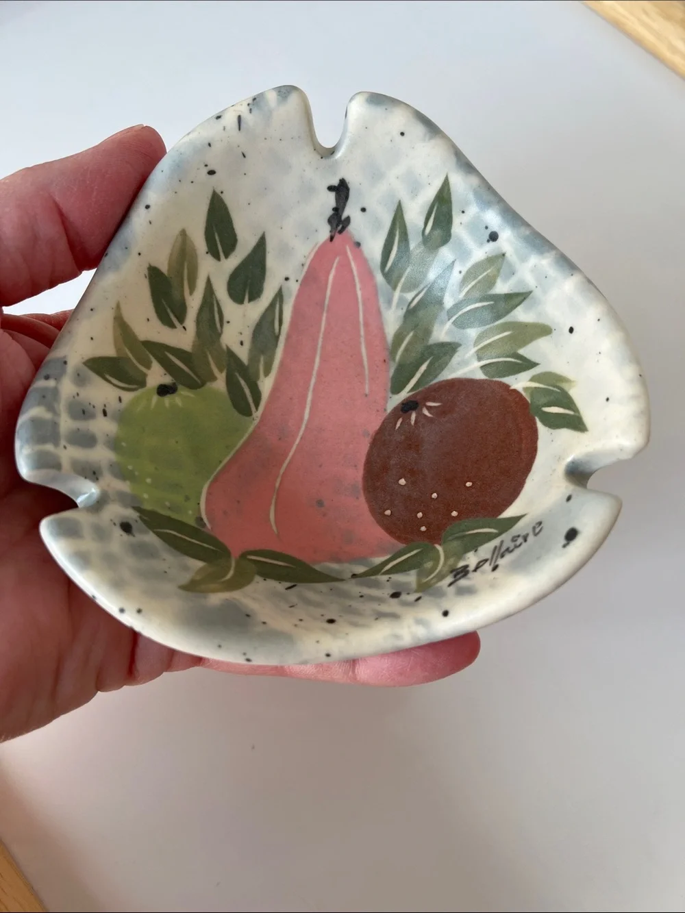 Vintage Marc Bellaire California Art Pottery Still Life Ashtray Hand Painted MCM